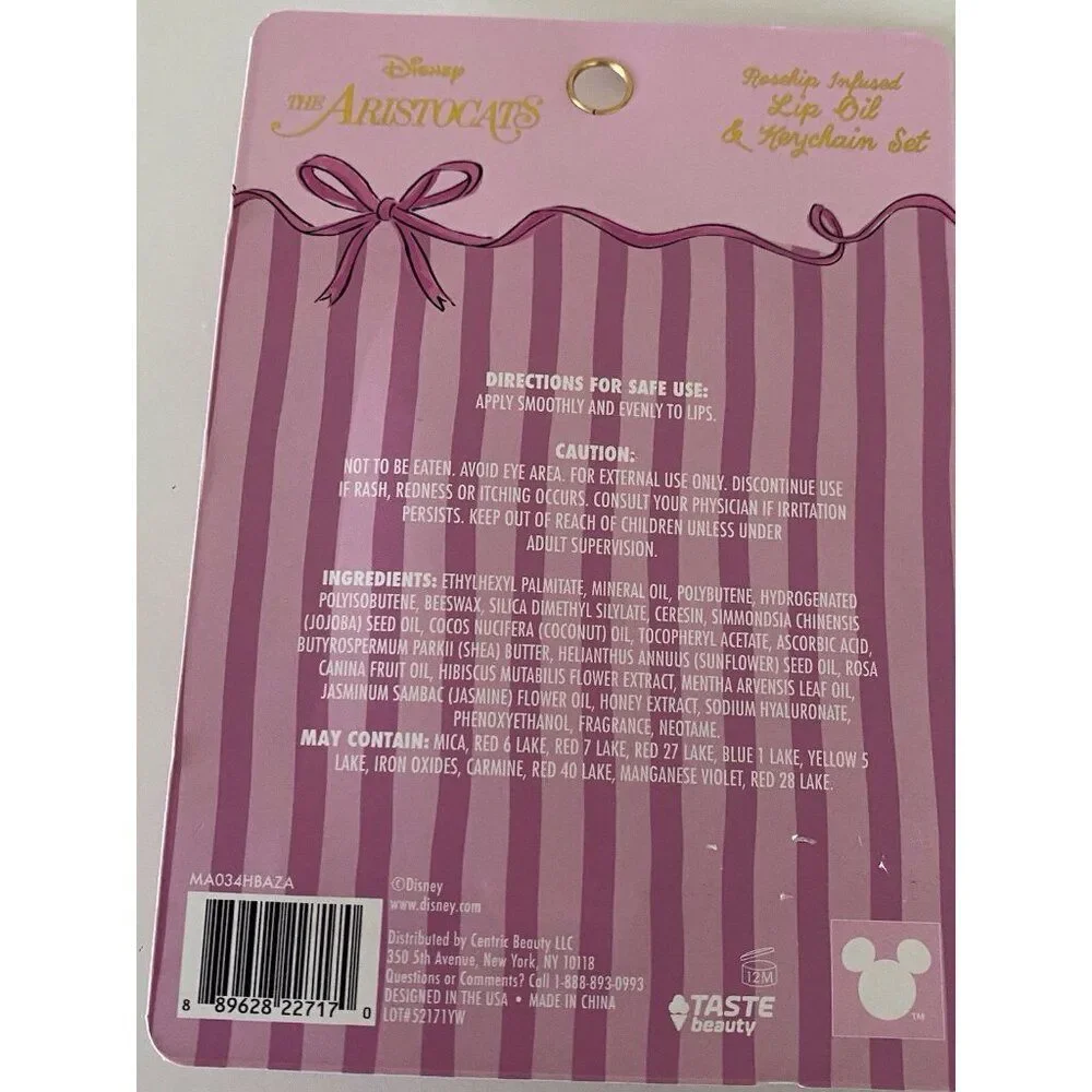 Disney The Aristocats‎ Marie Rosehip Infused Lip Oil Bracelet & Keychain Set NEW